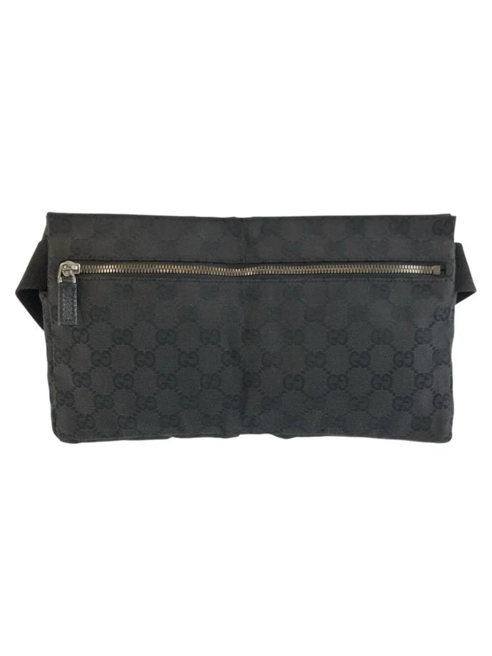 Gucci Black GG Canvas Leather Belt Bag Waist Pouch